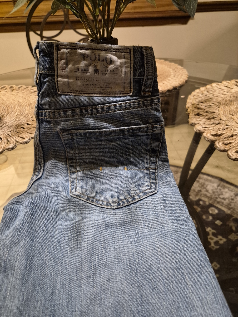 Mens American Eagle Blue Denim Jeans Waistband Detail
